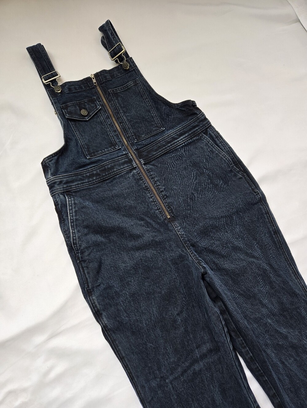 Madewell Denim Overalls Women's Size 16 Black Zip Front Wide Leg Jumpsuit - Picture 6 of 13